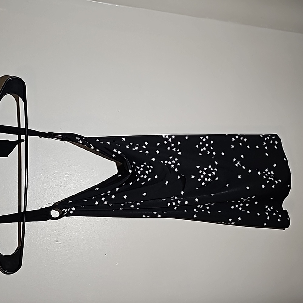 Small Black Star Scooped Halter Top